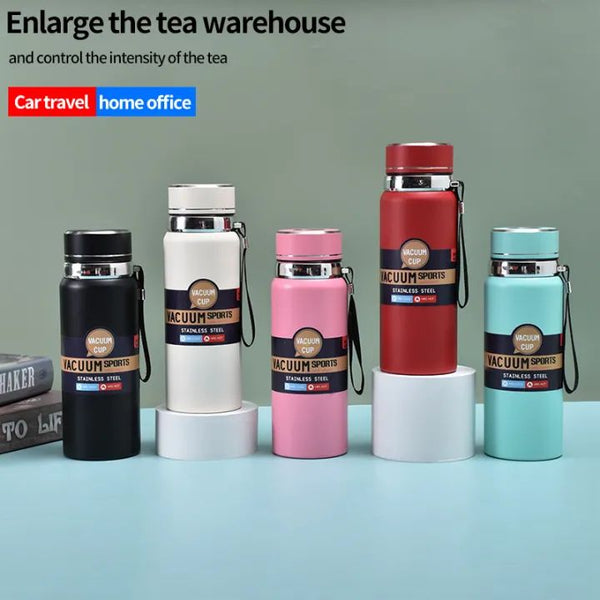 Stainless Steel Water Bottle with Digital Temperature Vacuum Insulated Water Bottle, Large Capacity, Outdoor Portable Sports Water Bottle With Rope Handle (Random Color) - 1000ml