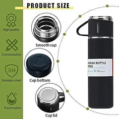 1 Cup Vaccume Insulated Water Bottle | New Creative Gift Box Set Vacuum Cup Set 500ml 304 Stainless Steel Thermos