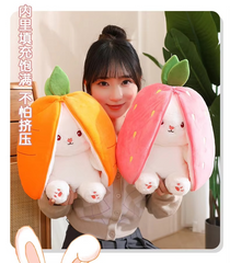 Rabbit New Creative Strawberry Rabbit Plush Soft Doll Hug Pillow | Best Quality Stuff Toy For Babies & Kids - Random Color