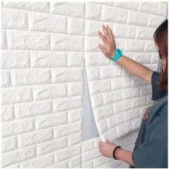 3D Wall Sticker White Brick Sheet – Waterproof Self Adhesive Wallpaper For Bedroom, Living Room, And Home Décor – Size (2x2.5FT)