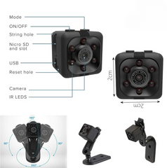 SQ6 Mini Spy Camera – HD Portable Security Camera with Night Vision & Two Stand Holders