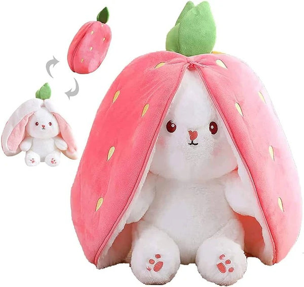 Rabbit New Creative Strawberry Rabbit Plush Soft Doll Hug Pillow | Best Quality Stuff Toy For Babies & Kids - Random Color