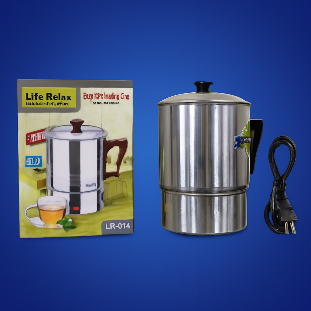 Life Relax Electric Water Kettle 1.0L – Stainless Steel Electric Heating Cup LR-014 | 350W Portable Electric Water Boiler for Tea, Coffee, Milk & Food