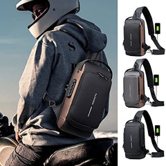 Fashion Men Sling Bag Pack with Lock Waterproof Anti-Theft Chest Bag with USB Charging Port Shoulder Bag Body Backpack with TSA Lock